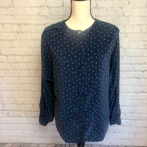 Vintage Paul Stanley 100% Silk Button Front Top
